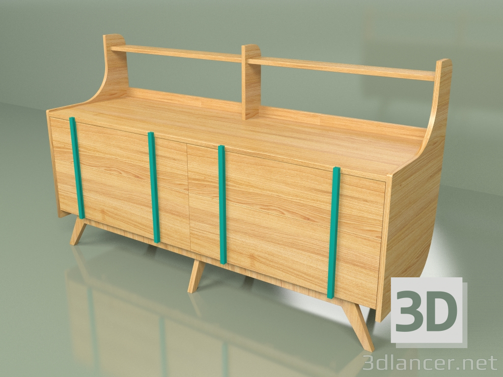 3d model Cajonera Woonted (turquesa) - vista previa