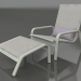 3d model Lounge chair with high back and pouf (Cement gray) - preview