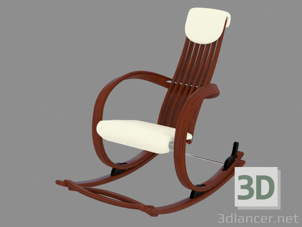 3d model Silla mecedora con tapicería de cuero - vista previa