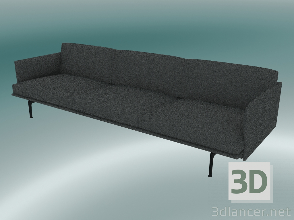 3d model Sofá de 3.5 plazas Outline (Hallingdal 166, Negro) - vista previa