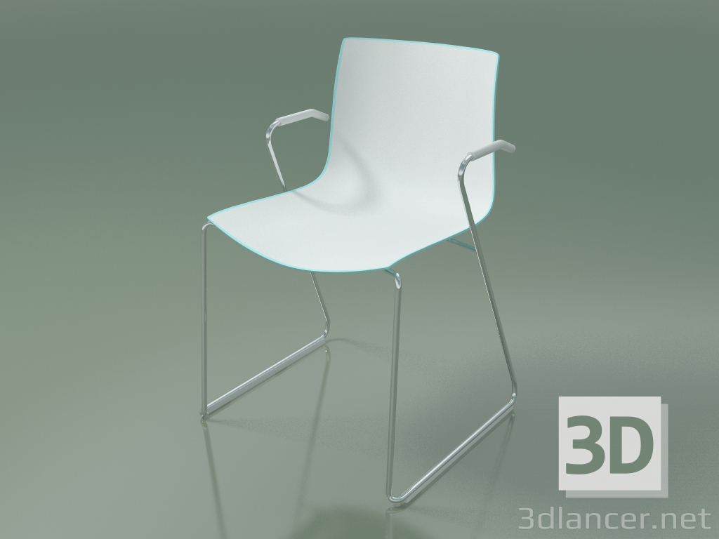 3d model Silla 0287 (sobre rieles con reposabrazos, polipropileno bicolor) - vista previa