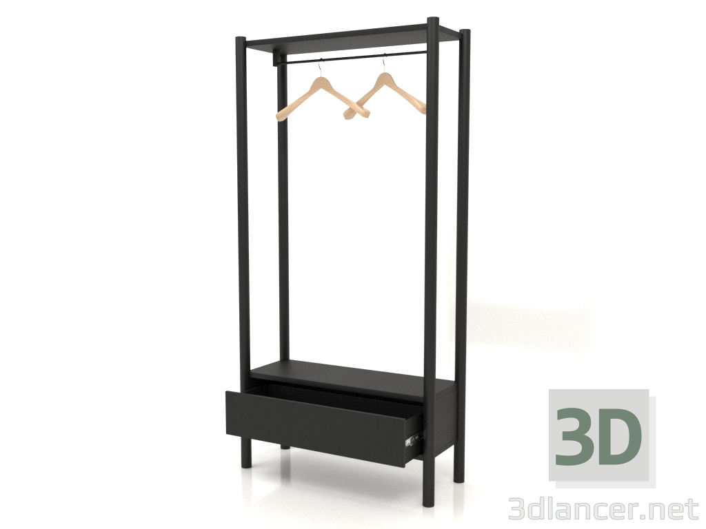 3d model Hanger in the hallway with a cabinet (with an open drawer, 800x300x1600, wood black) - preview