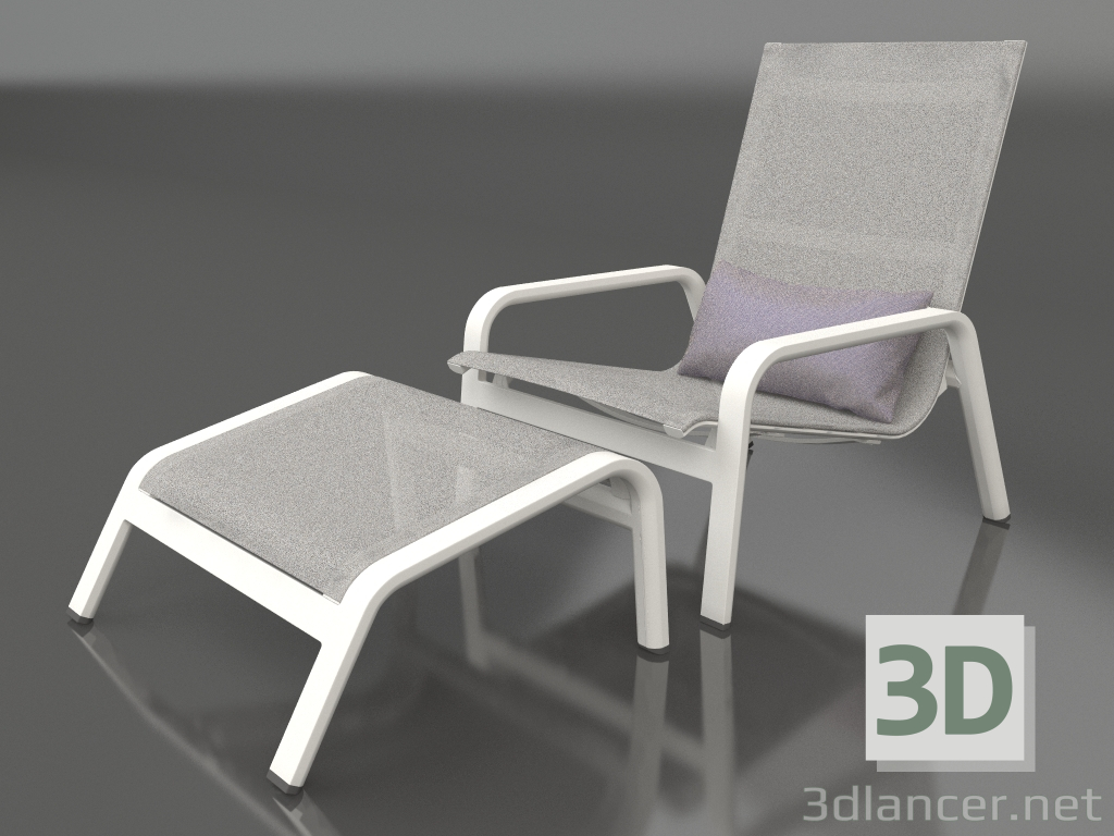 3d model Sillón con respaldo alto y puf (gris ágata) - vista previa