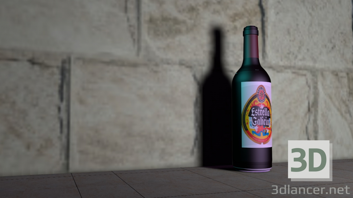 3d model botella de vino - vista previa