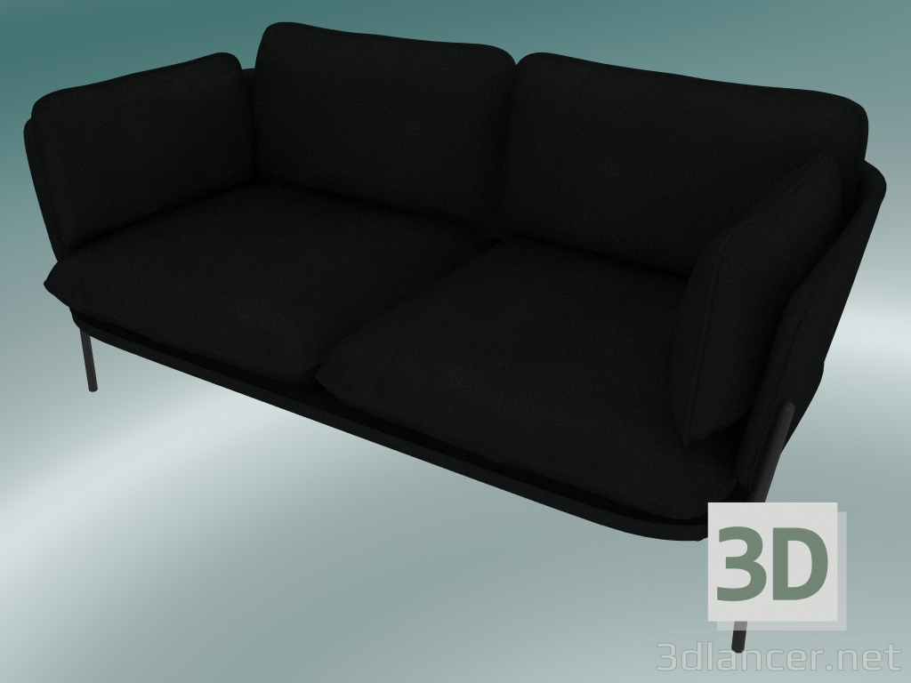 modèle 3D Sofa Cloud (LN2, 84x168 H 75cm, Pieds noirs chauds, Cuir - Soie noire) - preview