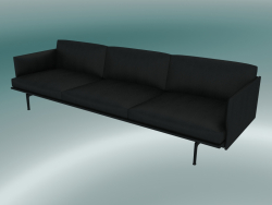 Sofa 3.5-seater Outline (Refine Black Leather, Black)