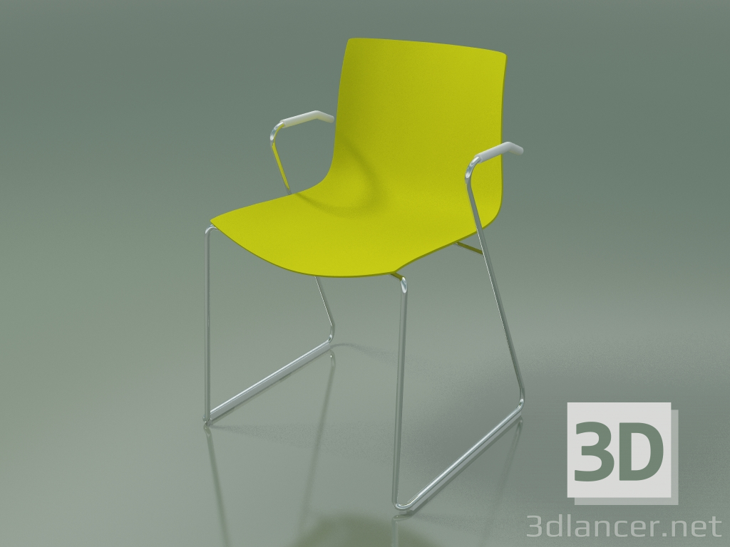 modello 3D Sedia 0287 (su rotaie con braccioli, polipropilene PO00118) - anteprima