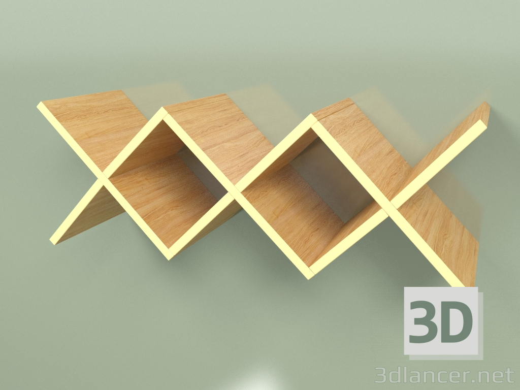 3d model Estante largo para sala de estar Woo Shelf (amarillo ocre) - vista previa