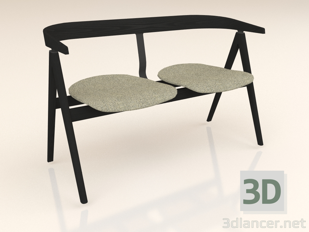 modello 3D Divanetto imbottito Ava (scuro) - anteprima