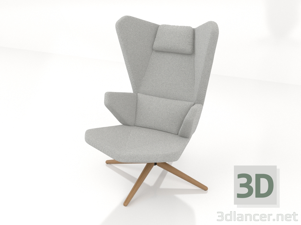 3d model Un sillón con base de madera. - vista previa