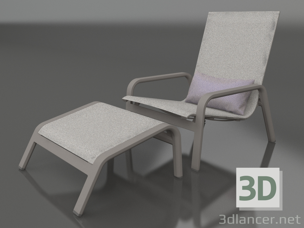 3d model Sillón con respaldo alto y puf (Gris cuarzo) - vista previa