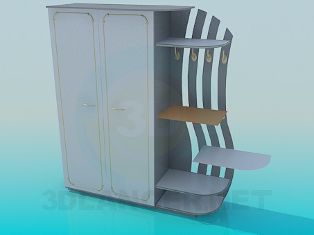 3d model Cupboard with external shelves - preview