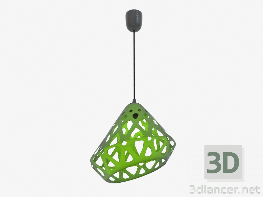 3d model Lámpara colgante (cable negro verde oscuro) - vista previa