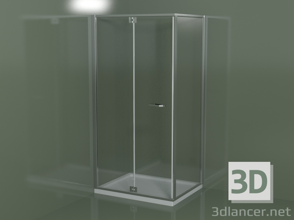 Modelo 3d RN + RG box de chuveiro sem moldura com porta articulada com painel fixo adicional - preview