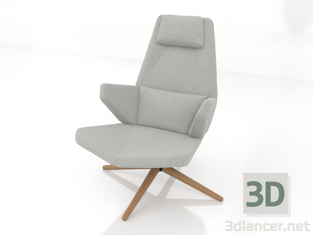 3d model Sillón con base de madera - vista previa