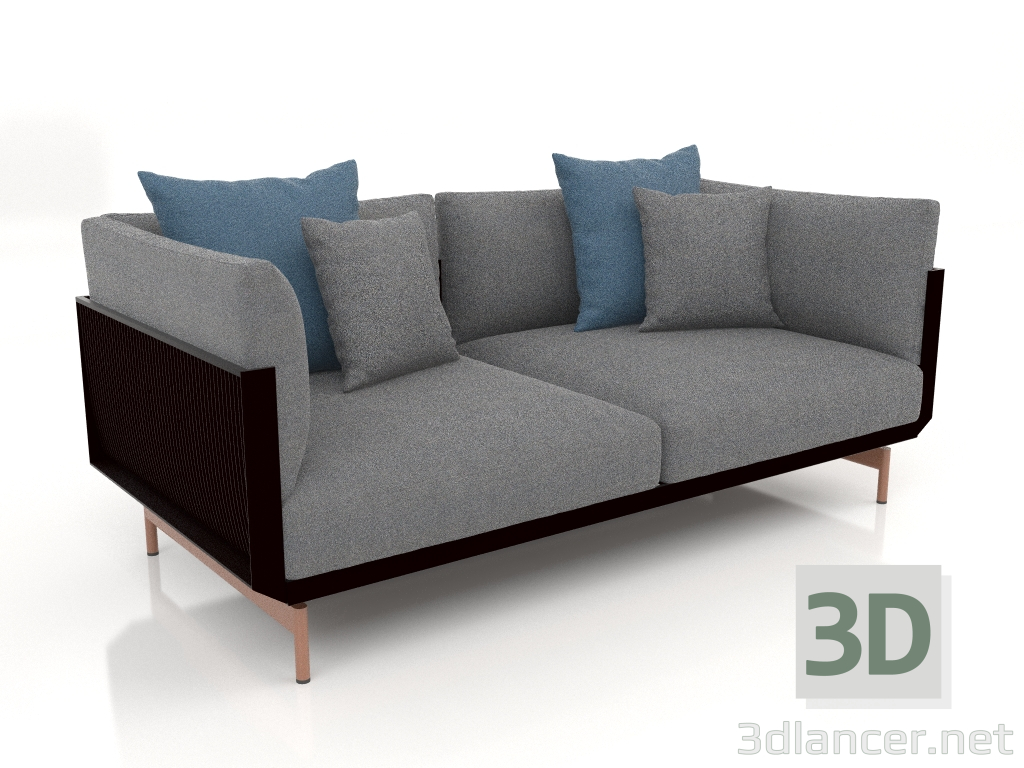 3d model 2-seater sofa (Black) - preview