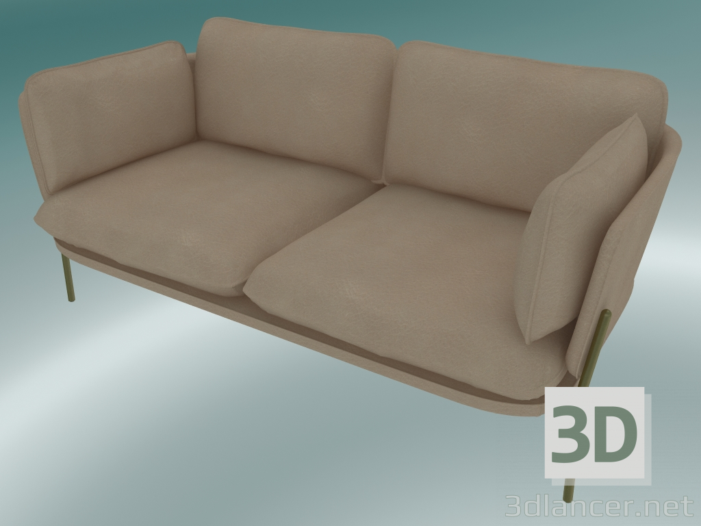 modello 3D Divano divano (LN2, 84x168 H 75cm, gambe bronzate, pelle - anilina di seta) - anteprima