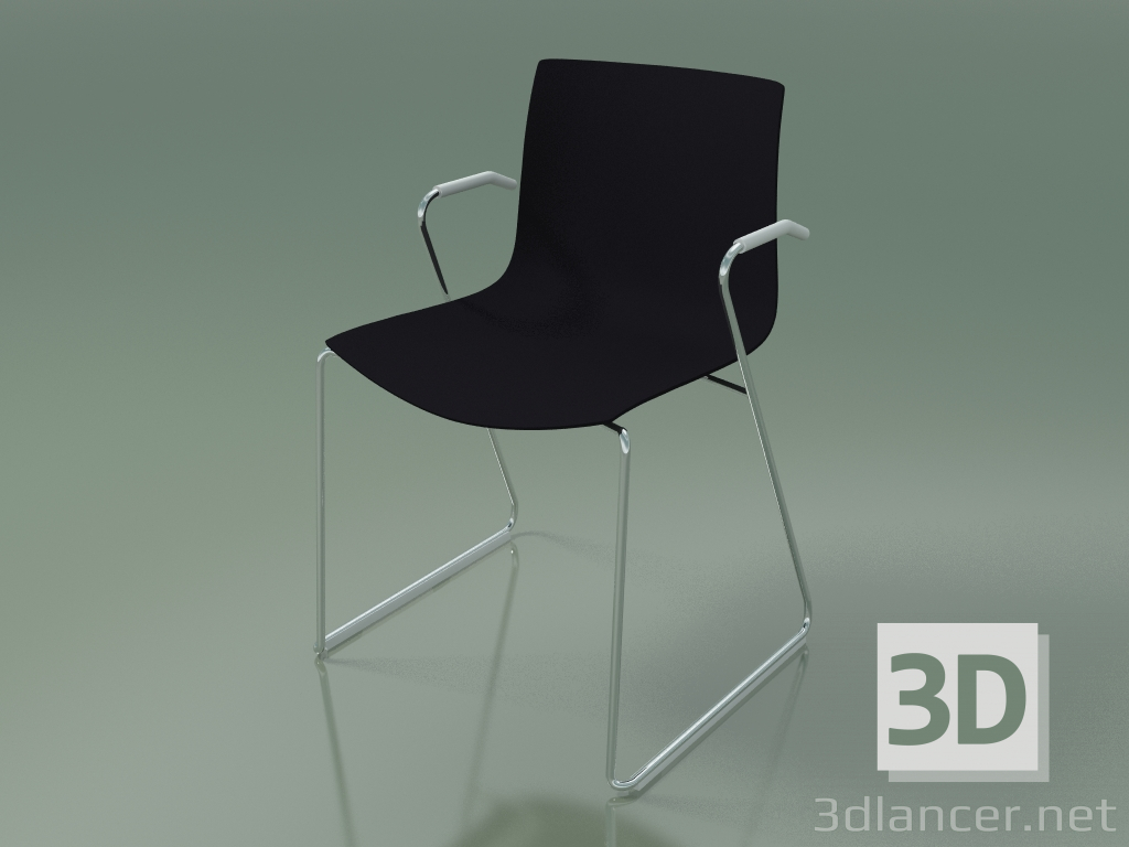 modello 3D Sedia 0287 (su binari con braccioli, polipropilene PO00109) - anteprima