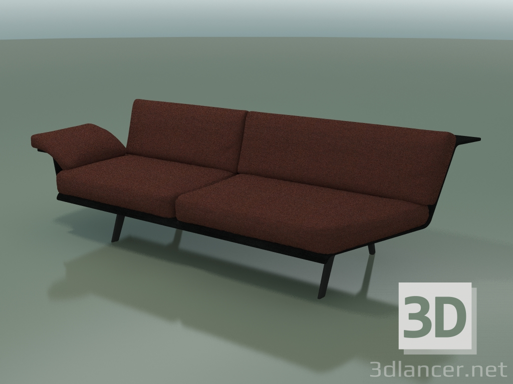 3D Modell Modul eckige Doppel Lounge 4412 (135 ° links, schwarz) - Vorschau