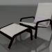 3d model Sillón con respaldo alto y puf (Negro) - vista previa