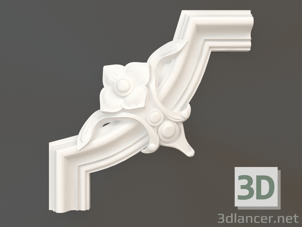 Modelo 3d Elemento de canto em gesso DELH 019-8 (220x220x35) - preview