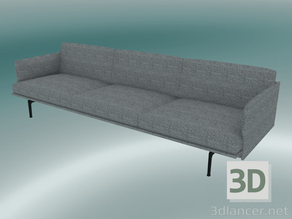 3d model 3.5-seater sofa Outline (Vancouver 14, Black) - preview