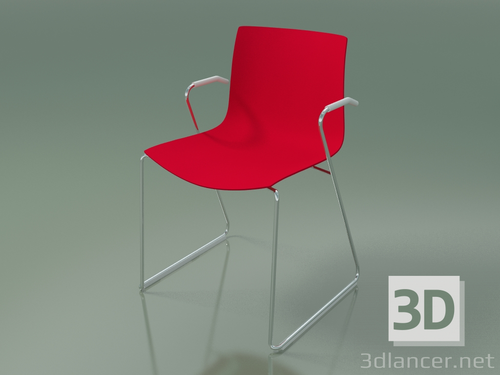 modello 3D Sedia 0287 (su rotaie con braccioli, polipropilene PO00104) - anteprima