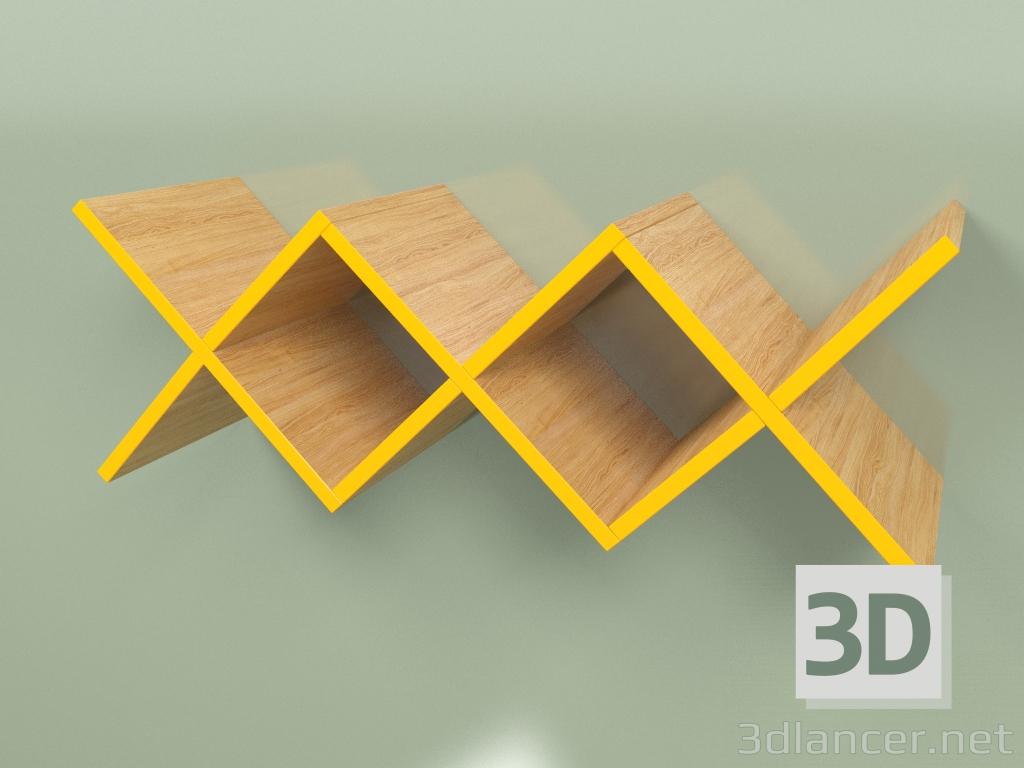 3d model Woo Shelf Estante largo para sala de estar (naranja) - vista previa