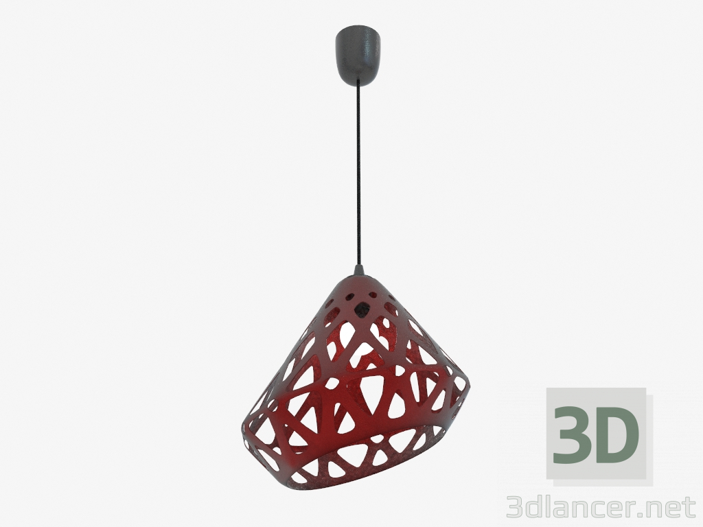 3d model Lamp hanging (Red drk black wire dark) - preview