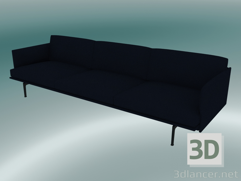 3D Modell Sofa 3,5-Sitzer Outline (Vidar 554, Schwarz) - Vorschau