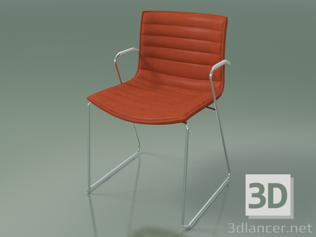 3d model Silla 0289 (sobre patines con reposabrazos, con tapicería de cuero) - vista previa