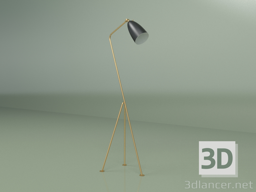 3d model Lámpara de pie Grashoppa altura 121 (negro, latón) - vista previa