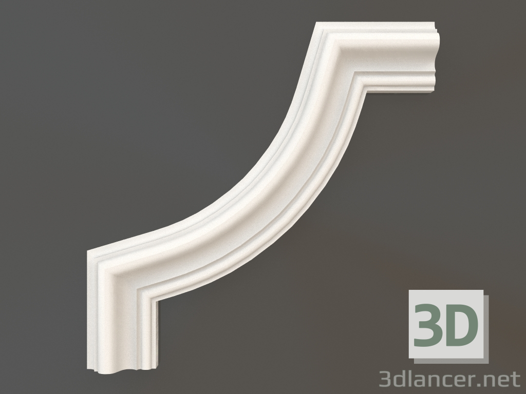 modello 3D Elemento angolare in gesso DELH 019-9 (200x200x20) - anteprima