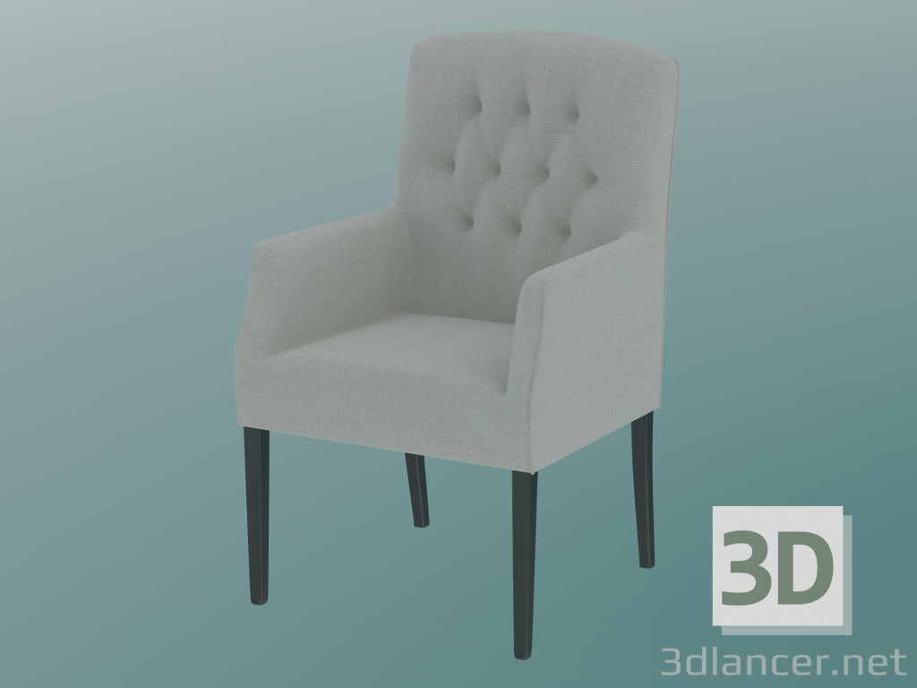 modello 3D Sedia con braccioli Bordeaux-2 con capiton - anteprima