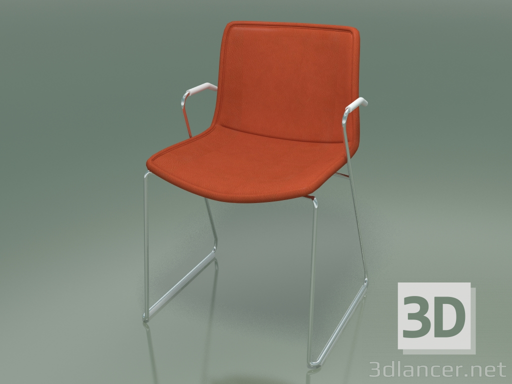 3d model Silla 0313 (en tobogán con reposabrazos, con tapicería de piel lisa extraíble) - vista previa