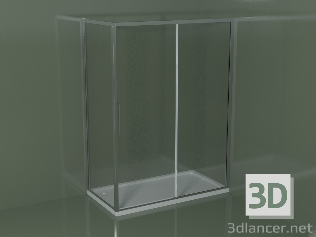 3d model Cabina de ducha corredera ZQ + ZF 150 para plato de ducha de esquina rectangular - vista previa