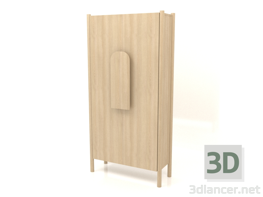 3D Modell Garderobe mit kurzen Griffen B 01 (800x300x1600, Holz weiß) - Vorschau