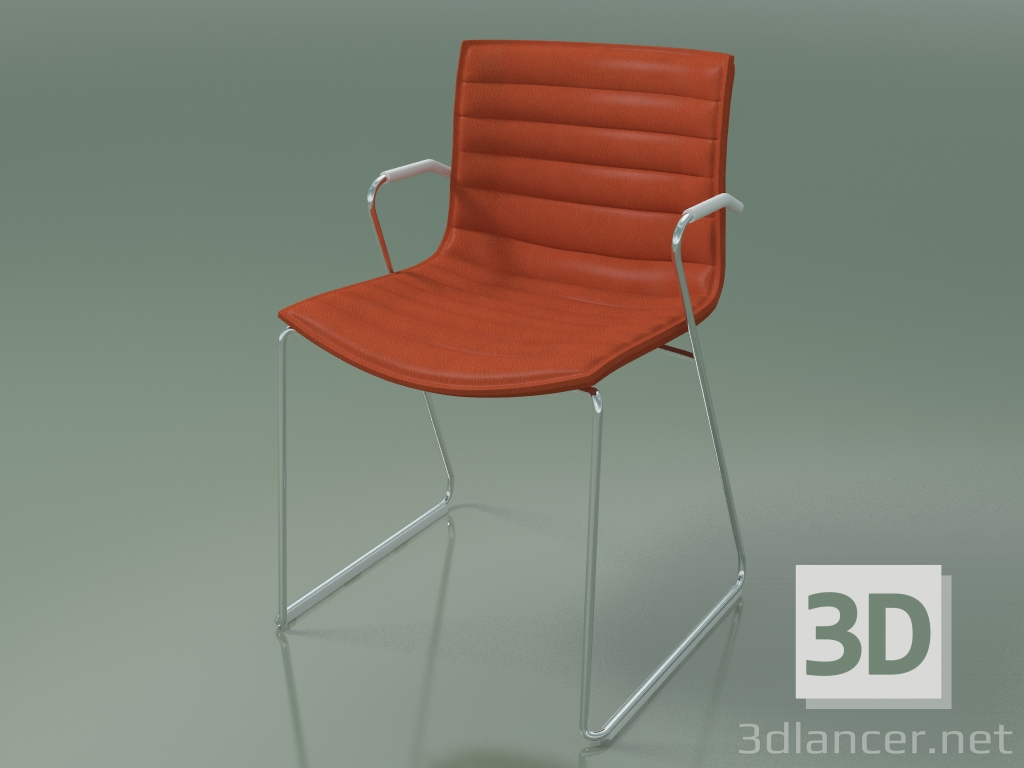 3d model Silla 0313 (sobre patines con reposabrazos, con tapicería extraíble con rayas, cuero) - vista previa