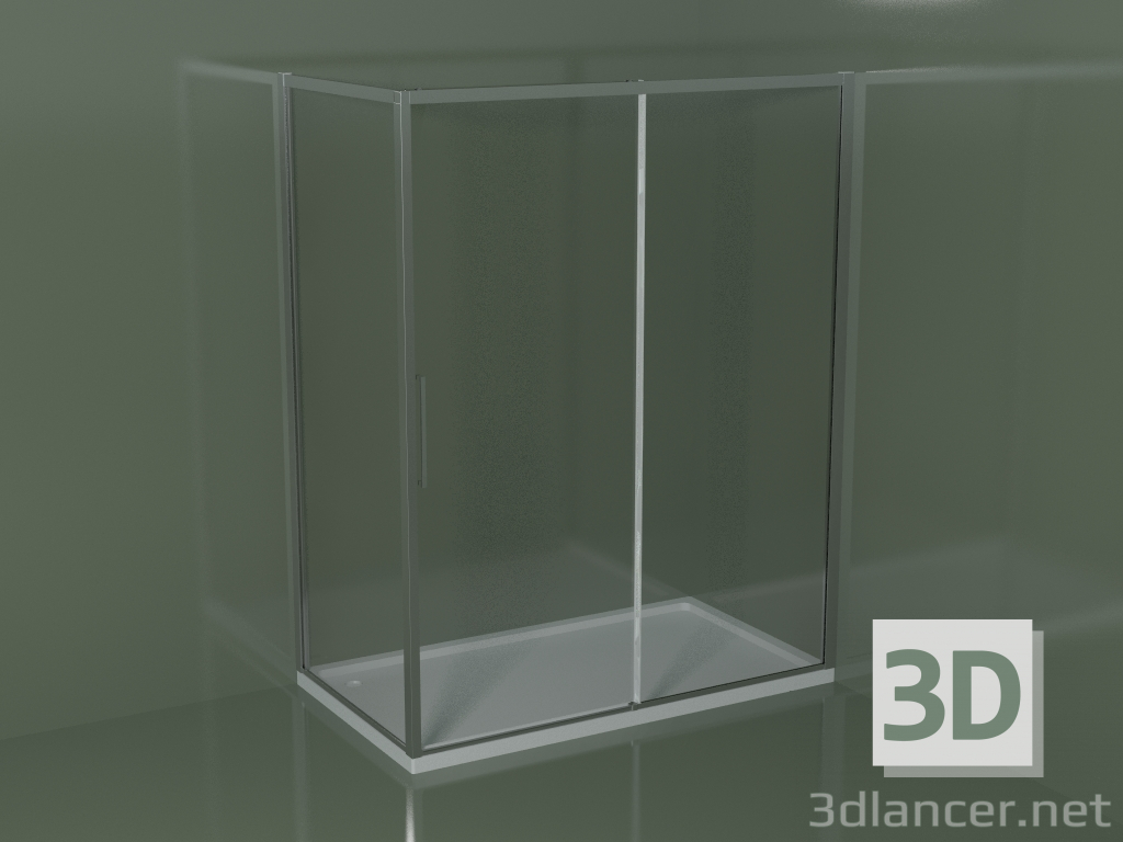 3d model Cabina de ducha corredera ZQ + ZF 160 para plato de ducha de esquina rectangular - vista previa