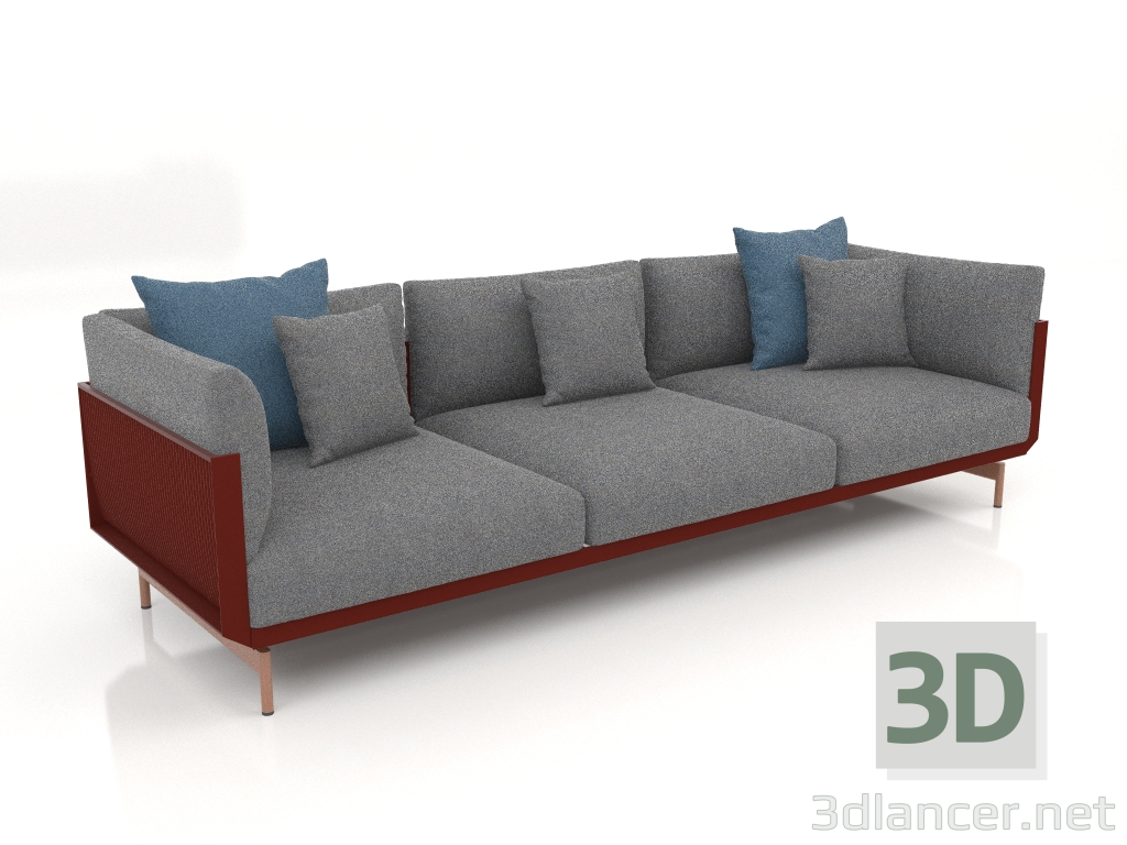 3D modeli 3'lü kanepe (Şarap kırmızısı) - önizleme