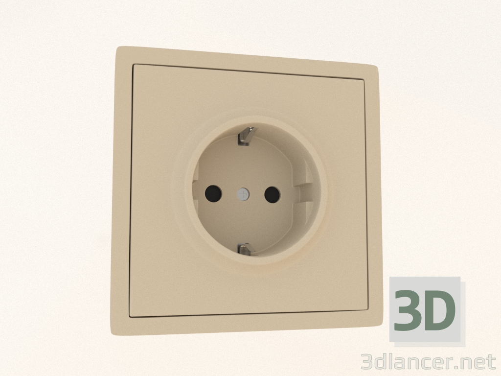 Modelo 3d Tomada de aterramento e obturador Schuko (16A, 250V, aparafusada, caxemira fosca, DA22035) R98 - preview