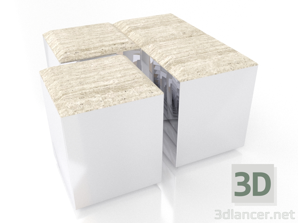 Modelo 3d Mesa lateral KUBIK - preview Modelo 3d Mesa lateral KUBIK - preview