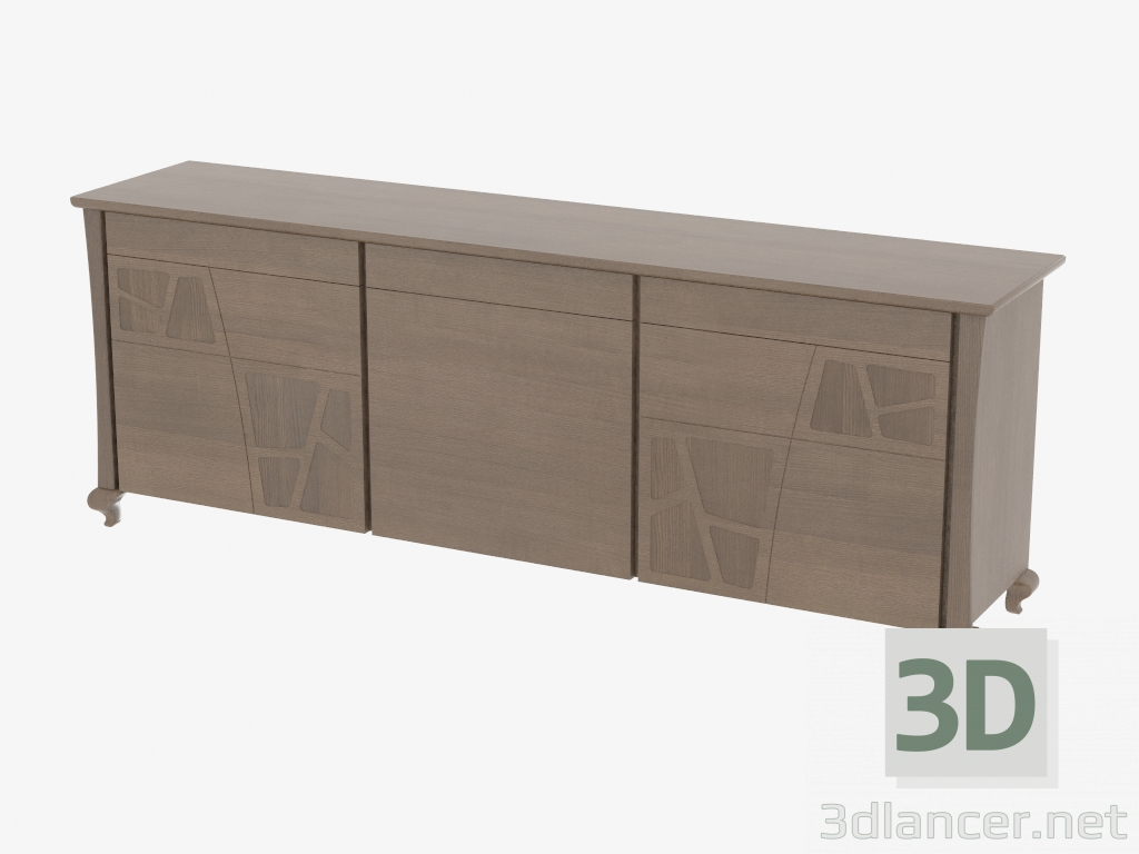 modello 3D Buffet 3 ante 3 cassetti con gambe curvo CR3MOLR - anteprima