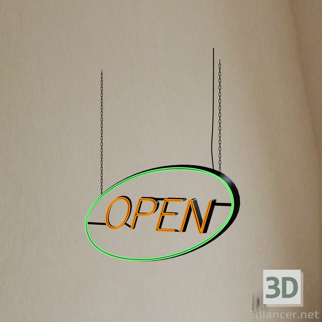 3d Неонова вивіска "Open". модель купити - зображення