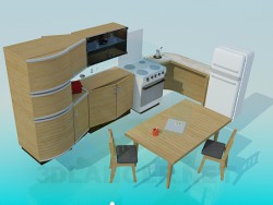 Furniture and appliances at the kitchen