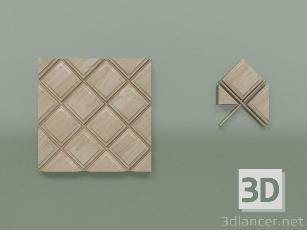 Modelo 3d Painel de madeira - preview