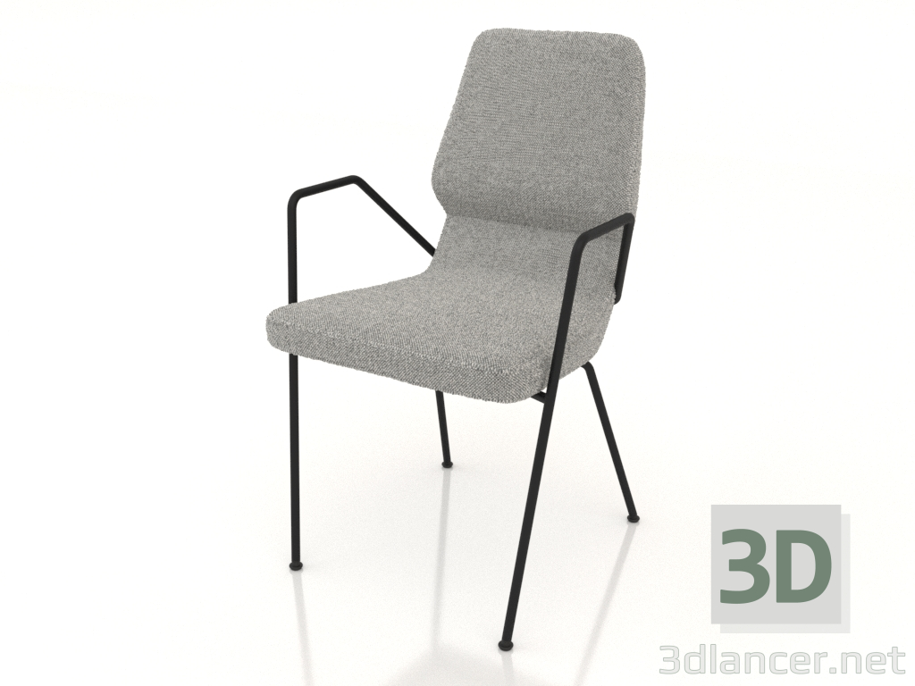 3d model Silla con patas de metal D16 mm con reposabrazos de metal - vista previa