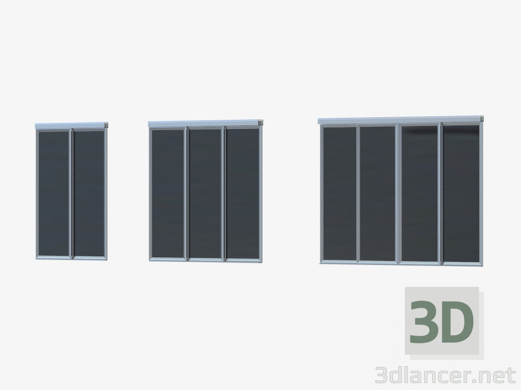 Modelo 3d Partição Interroom de A1 (vidro preto prateado) - preview