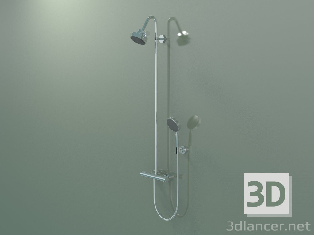 3d model Tubo de ducha con termostato y ducha fija 3jet (34640000) - vista previa