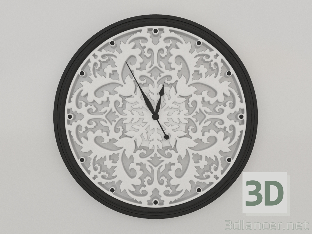 3d model Reloj de pared REFINADO (negro, 1,5m) - vista previa